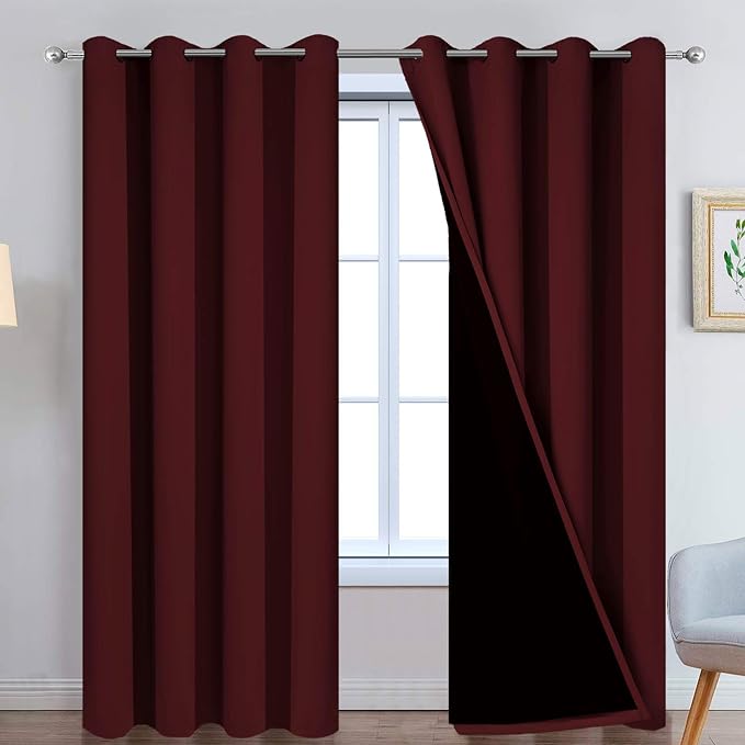 Yakamok Burgundy Red Blackout Curtains 84 Inches Long by Yakamok