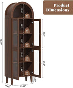 71" Tall Arched Cabinet with Acrylic Door, Modern Curio Arched Bookcase with - Image 2