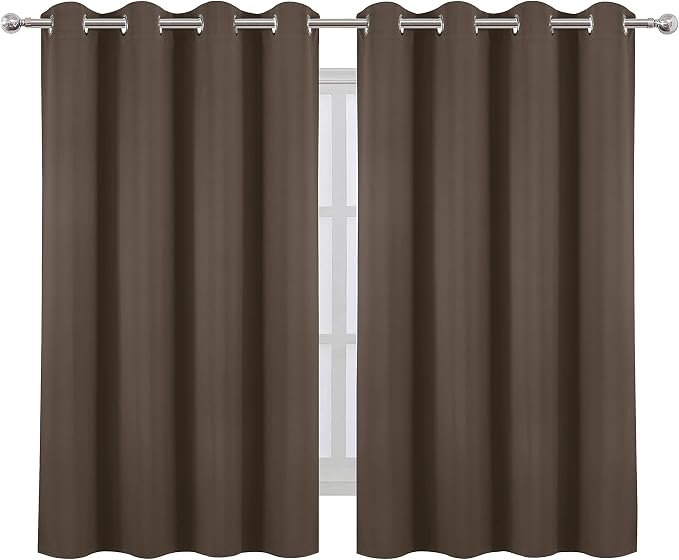 Blackout Curtains 52 x 45 inch/Chocolate Brown Curtains Set of 2 Panels/Thermal - Image 2