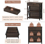 FATORRI Small Bookcase with Drawer, Industrial 3 Shelf Bookshelf, Wood and - Image 2