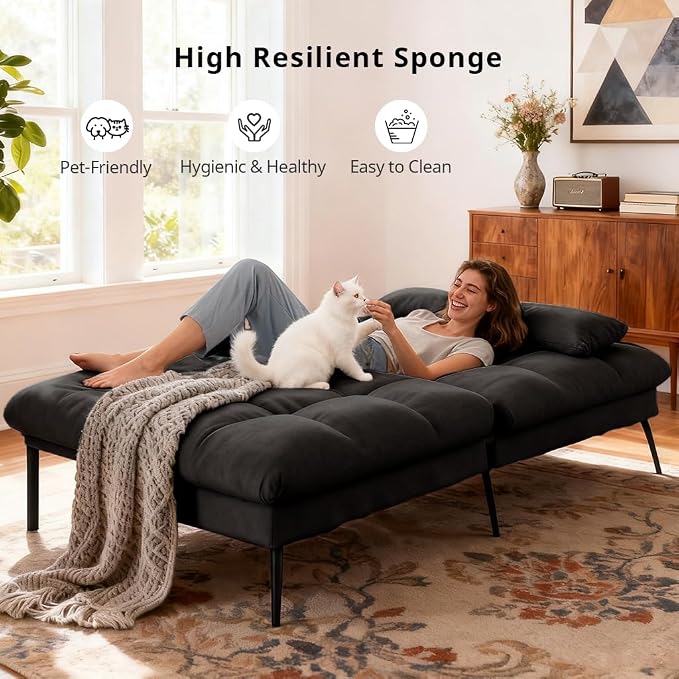 COMHOMA Convertible Futon Sofa Bed, 72″Fabric Futons Couch - Image 6
