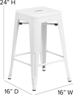 Flash Furniture Kai Commercial Grade 24" High Backless White Metal - Image 3