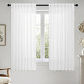 MIULEE White Linen Curtains Short 45 Inch Long 2 Panels by MIULEE