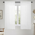 MIULEE White Linen Curtains 64 Inch Length 2 Panels by MIULEE