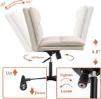 EMIAH Armless Office Desk Chair No Wheels PU-Padded Vanity Mid-Back Ergonomic - Image 8