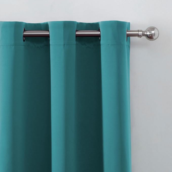 Blackout Curtains 66 x 72 Inch Long Sea Teal Curtains Set of 2 Panels Room - Image 6