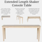 International Concepts Shaker Console Sofa Table, 72-Inch Long, Solid Parawood - Image 6
