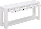 LKTART White Console Table, Solid Wood Sofa Table - Image 4