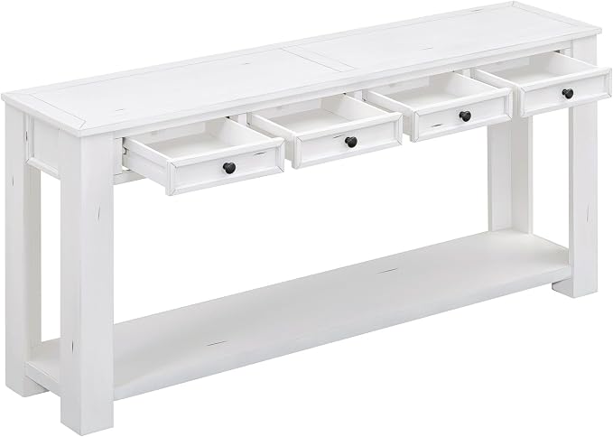 LKTART White Console Table, Solid Wood Sofa Table - Image 4