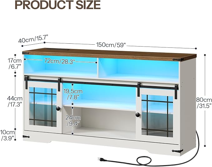 HOOBRO TV Stand for 65 Inch TV, Farmhouse Entertainment Center - Image 3