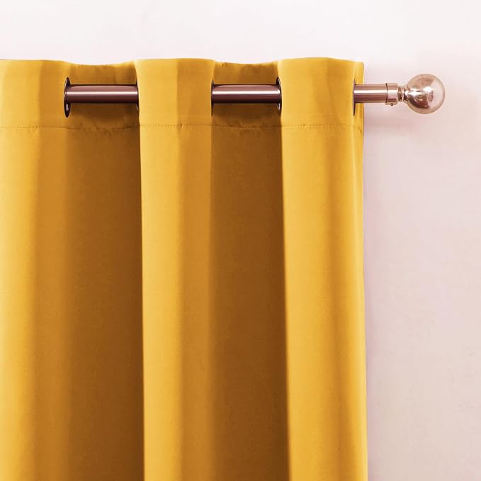 Yellow Blackout Curtains 42 x 54 Inch Length Set of 2 Panels Grommet Bedroom - Image 7