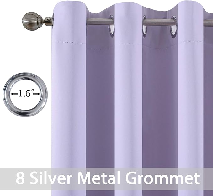 Yakamok Room Darkening Curtains 52x54 inch Length Lilac-Living Room | 2 panels - Image 3