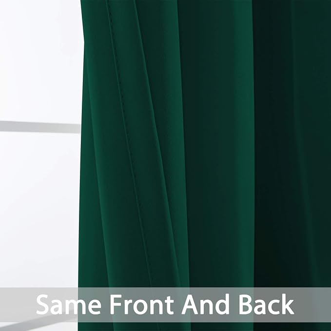 Yakamok Room Darkening Curtains 52x63 inch Length Dark Green-Living Room | 2 - Image 6