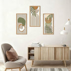 IARTTOP Boho Mid-century Modern Wood Wall Art 8x16 Inch Framed Green Bohemian - Image 5