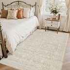 5x7 Area Rugs Living Room: Bedroom Washable Carpet Natural Beige | Large - Image 2