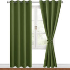 Blackout Curtains for Bedroom, Olive Green, 52 x 84 Inch 2 Panels | Thermal - Image 8
