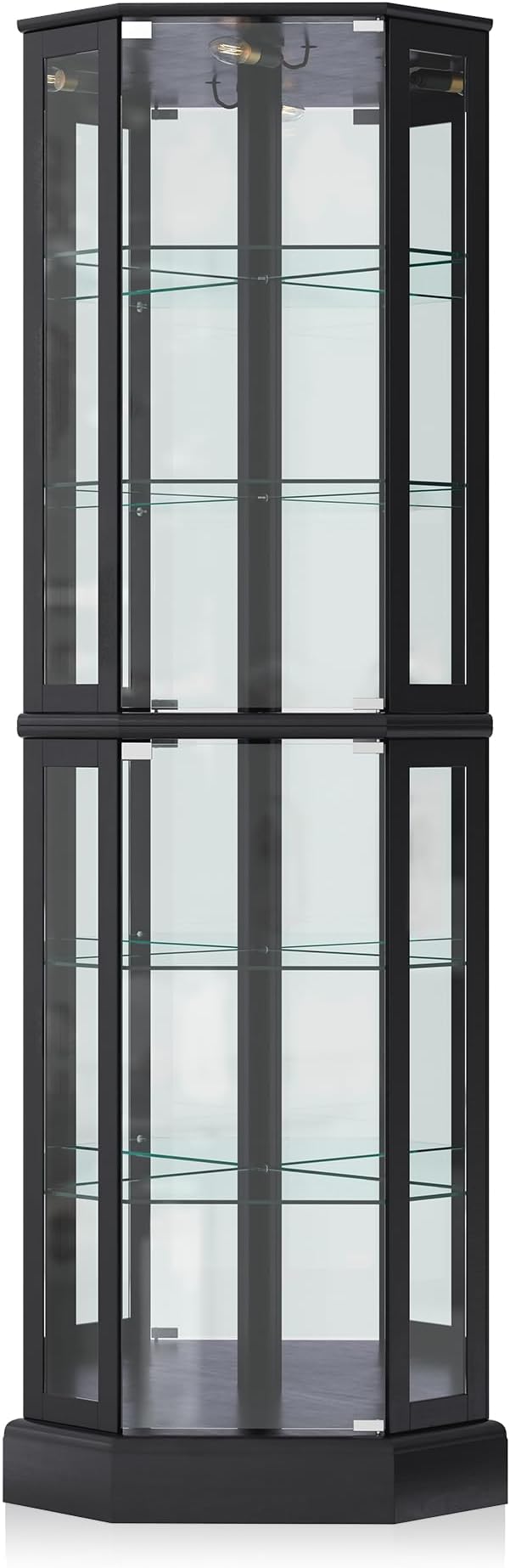 BELLEZE Lighted 3-Side Glass Display Curio Cabinet - Image 6