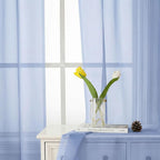 Denim Blue Sheer Curtains 90 Inches Long 2 Panels, Voile Rod Pocket Light - Image 2