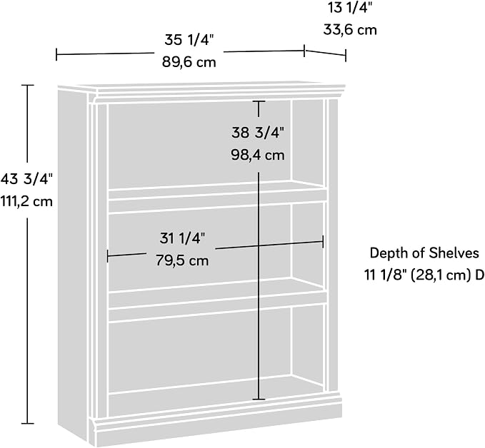 Sauder 3 Tier Book Shelf Wooden Bookcase Multipurpose Bookshelf - Image 3