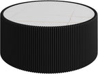 29.52" Round Marble Coffee Table, Modern Fluted Coffee Table w/White Sintered - Image 6