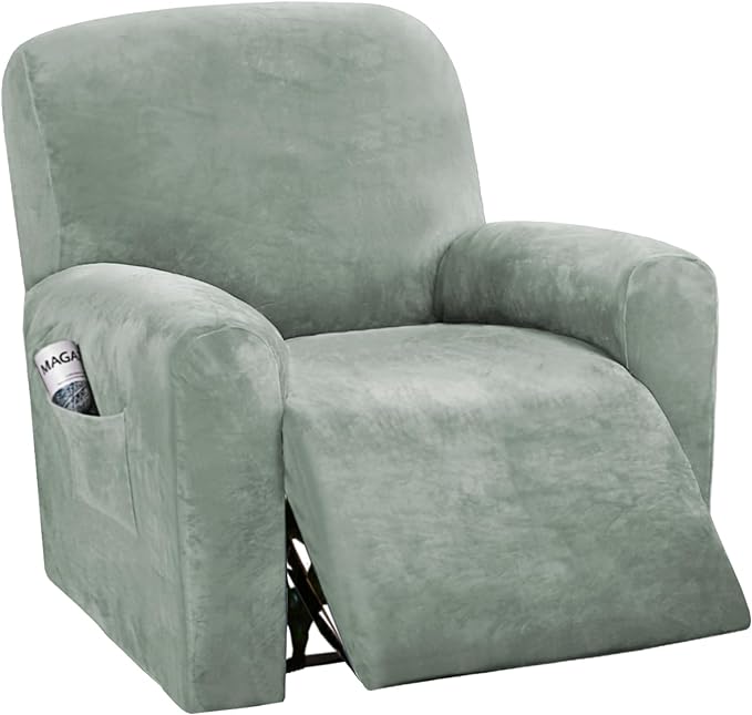 H.VERSAILTEX 4-Pieces Recliner Chair Covers Velvet Stretch Reclining Couch by HVERSAILTEX