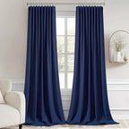 MIULEE Navy Blue Back Tab Blackout Curtains 52x102 Inch Long 2 Panels Set | Rod - Image 9