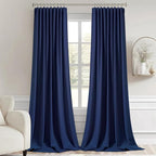 MIULEE Navy Blue Back Tab Blackout Curtains 52x108 Inch Long 2 Panels Set | Rod - Image 9