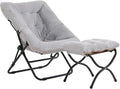Tiita Folded Chair with Ottoman, Soft Faux Fur Oversized Folding Accent Chair by TiitaHome