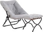 Tiita Folded Chair with Ottoman, Soft Faux Fur Oversized Folding Accent Chair by TiitaHome