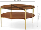 LumFurn Extra Large Round Coffee Table, Mid-Century Modern Design, D34 x H17 in - Image 2