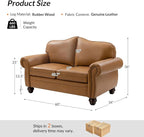 60" Wide Genuine Leather Chesterfield Loveseat, 2 Seat Leather Sofa - Image 2