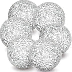 6 Pcs Decorative Balls for Bowls,2.4" Silver Mosaic Glass Balls by Kepfire