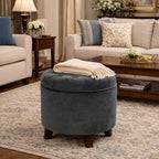 Homepop Home Decor | Upholstered Round Velvet Tufted Foot Rest Ottoman | Ottoman - Image 4