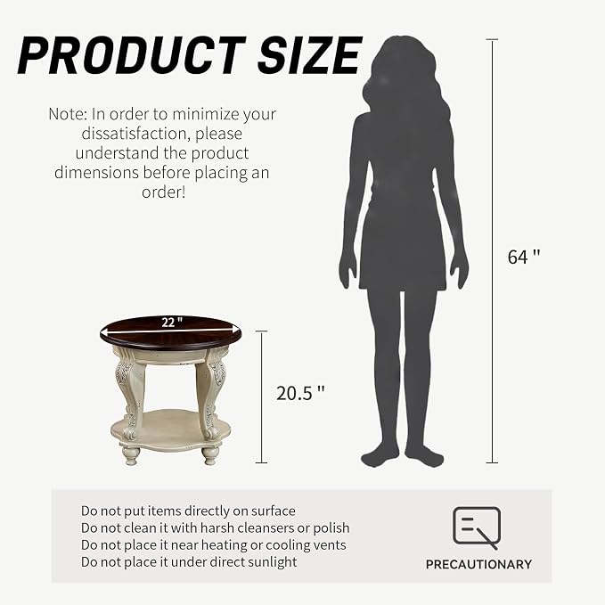 LKTART Round End Table, Victorian Vintage End Tables - Image 3