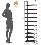 VTRIN 10 Tiers Tall Shoe Rack Holds 20-25 Pairs of Shoes Sturdy Vertical Shoe - Image 3