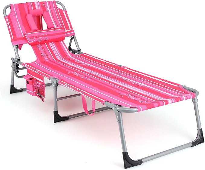 Goplus Tanning Chair, Folding Adjustable Patio Lounge Chair by Goplus