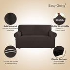 Easy-Going Stretch Loveseat Couch Covers Washable Chocolate | 1-Piece Loveseat - Image 3