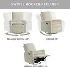 Oxford Baby Uptown Upholstered Glider Recliner Rocking Chair 360° Swivel - Image 4