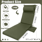 Wenqik 2 Pcs Outdoor Chaise Lounge Cushion - Image 3