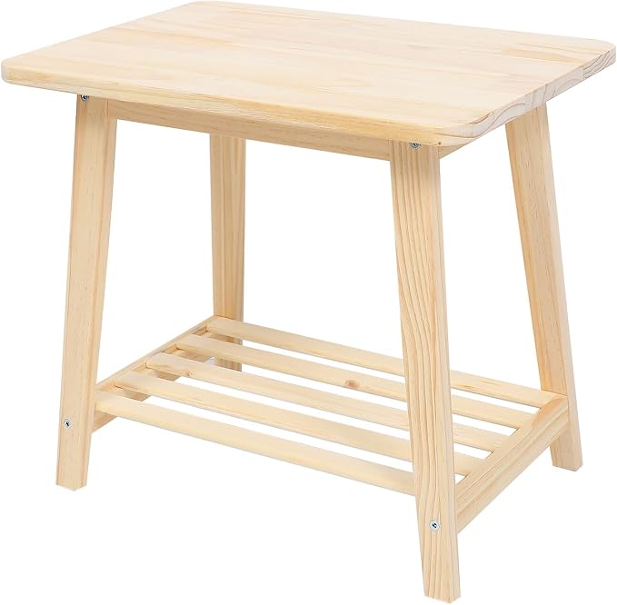 Nordic Style Solid Wood Bedside Table Shelf Small Sofa Corner Tea Table Living by TOBBOMEY