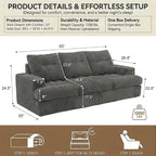 85" Corduroy 3 Seater Sofa in a Box, High-Density Foam Couch, No Assembly - Image 2