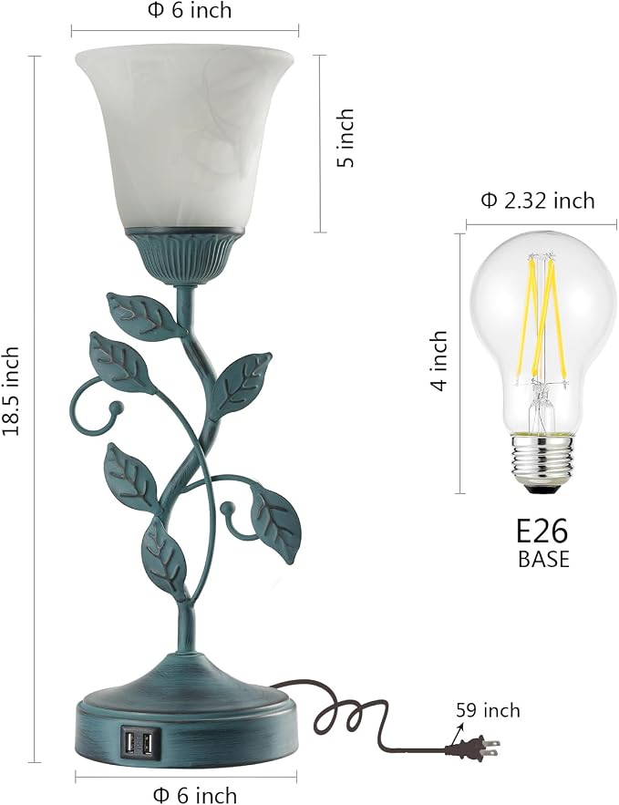Vintage Touch Table Lamp for Living Room, 3-Way Dimmable Nightstand Lamp - Image 6