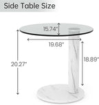 Hooseng Glass Round Coffee Table End Table, 22-Inch Modern Tempered Transparent - Image 2