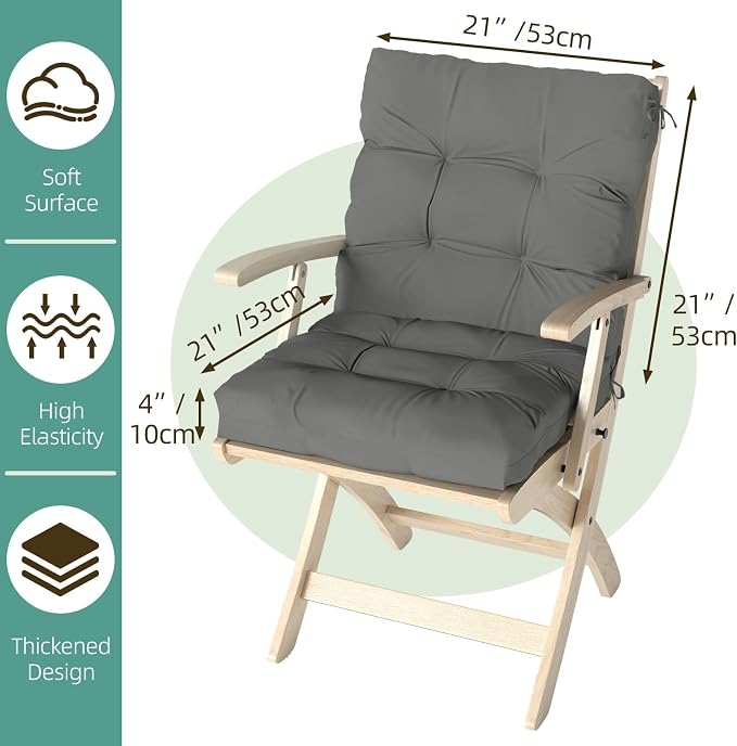 Outdoor Chair Cushion, High Back Soft Seat Pad - Image 9