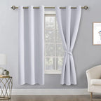 Room Darkening Curtains for Bedroom 2 Panels Greyish White, Energy Saving - Image 8