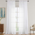 White Sheer Curtains 120 Inches Long 2 Panels Set, 59 Inch Extra Wide Soft Airy by OVZME