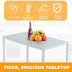 FDW | 5-Piece Dining Table Set | White | Glass Kitchen Table - Image 6