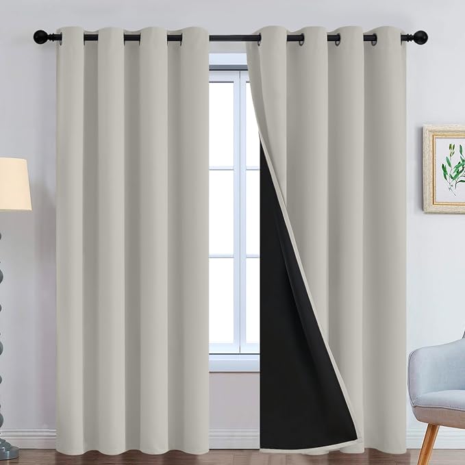 Yakamok Cream Beige 100% Blackout Curtains 84 Inches Long 52" Wide 2 Panels | by Yakamok