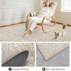 5x7 Area Rugs Living Room: Bedroom Washable Carpet Natural Beige | Large - Image 4