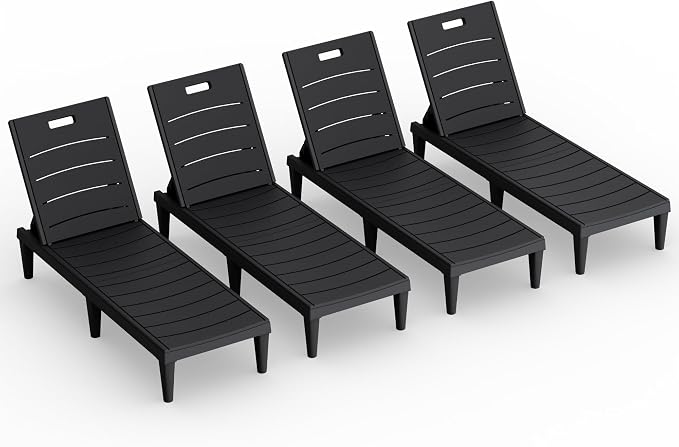 Greesum Outdoor Chaise Lounge Chair Set of 4, Waterproof 5-Position Adjustable by BuynowfromGreesum